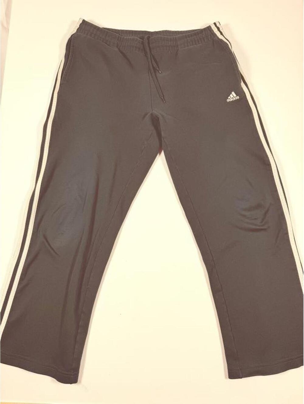 Adidas Navy Blue Track Pants with White Stripes Medium